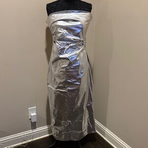 Zara Silver Strapless dress